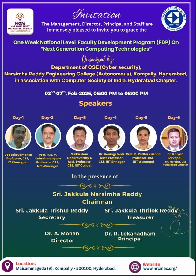 One Week Online FDP on “Next Generation Computing Technologies